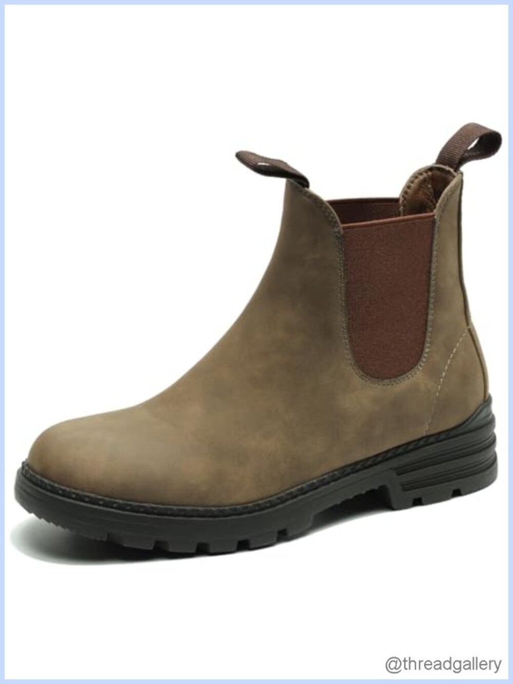 Chelsea Hiking Boots Faux Leather Waterproof Slip-On Ankle Boots